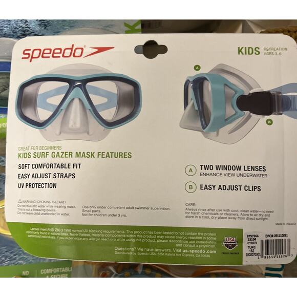 Speedo Kids' Surf Gazer Swim Mask - Cyber Turquoise NWT - Picture 5 of 5
